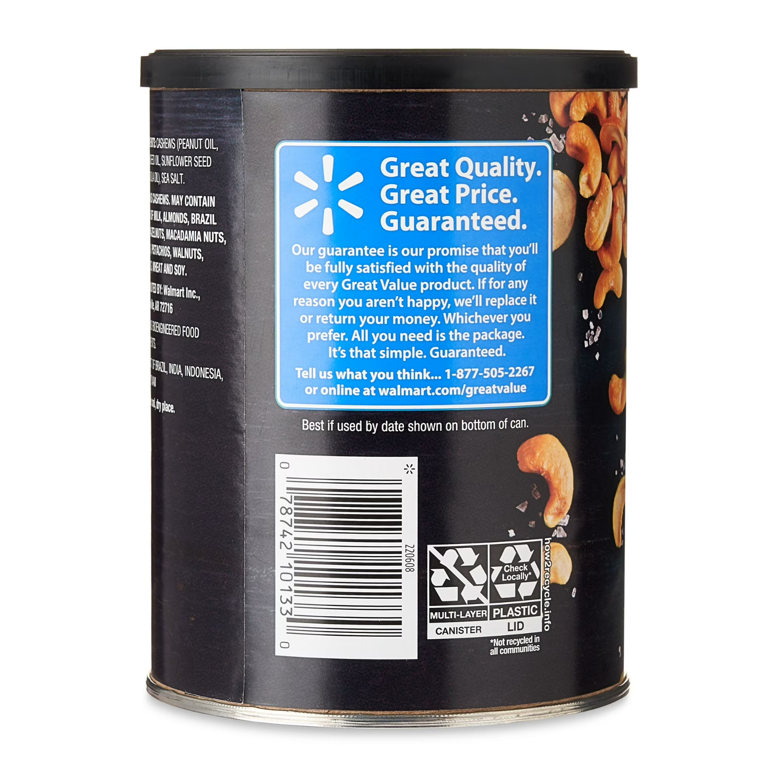 New Great Value Deluxe Whole Cashews, Salted, 16 oz