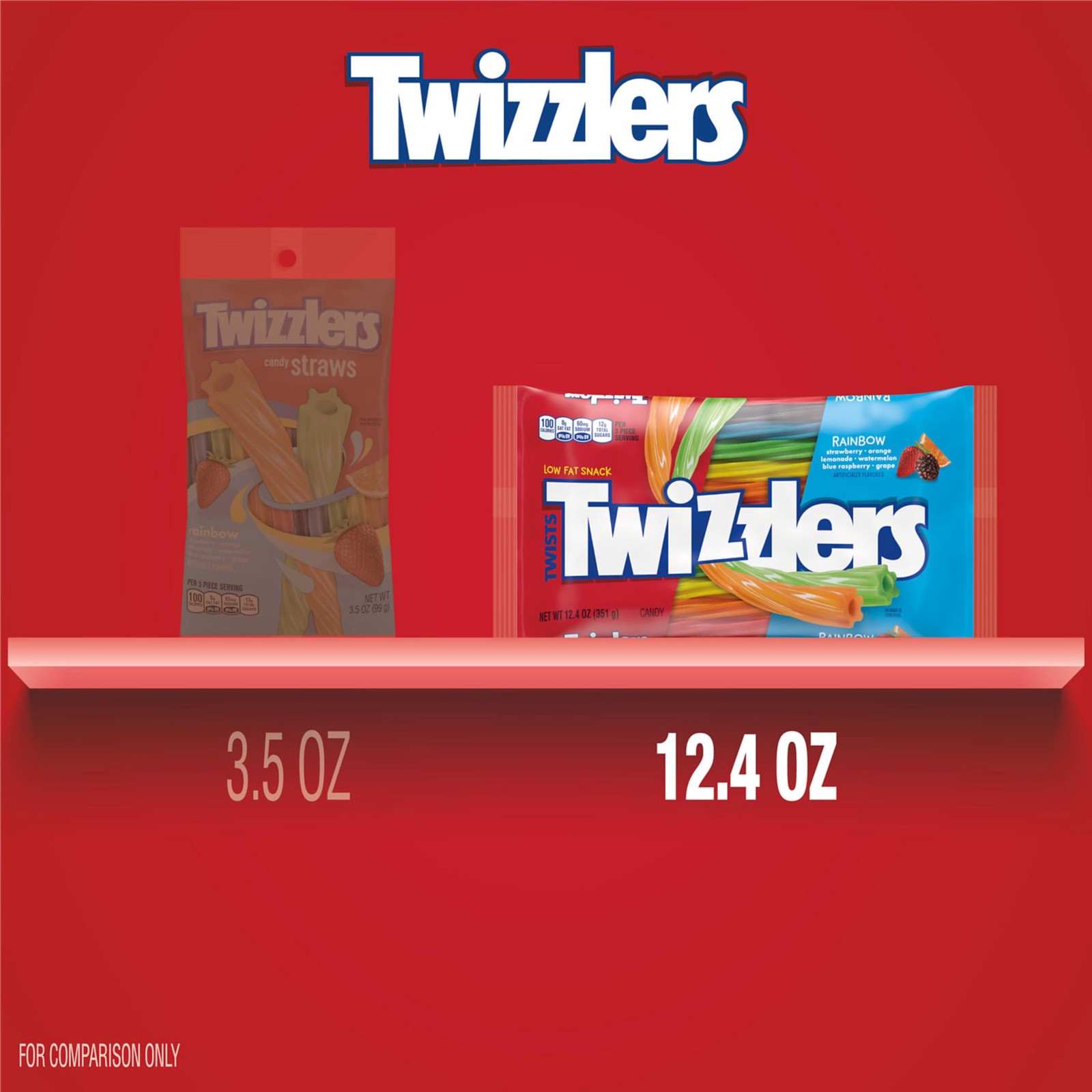 TWIZZLERS Twists Rainbow Flavored Licorice 12.4 Ounce (Pack of 6),