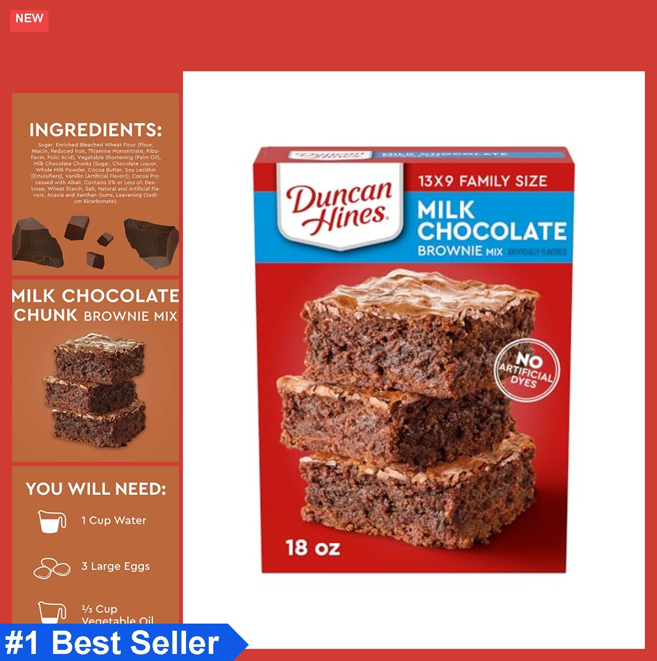 Brownie Mix Milk Chocolate Flavored 18 oz Baking Dessert Treat