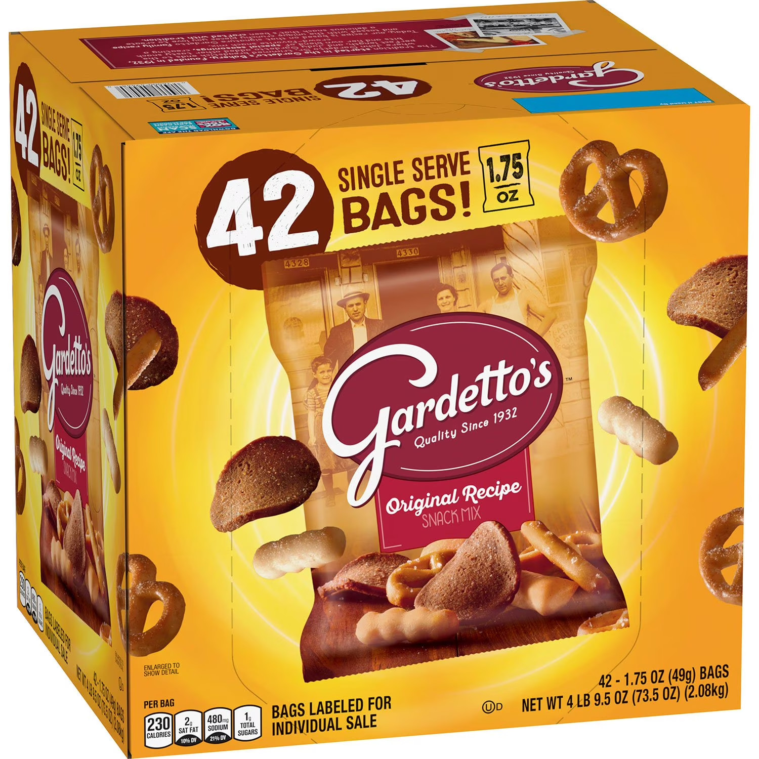 Gardetto’s Original Recipe Snack Mix 42 CT 1.75oz Single Serve Bags – Free Ship.