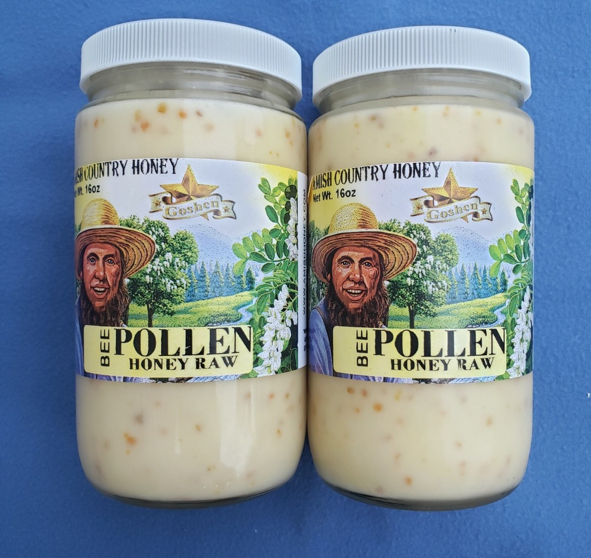 2 Goshen Amish Country Bee Pollen Raw Honey 2 Lb exp. 09/26