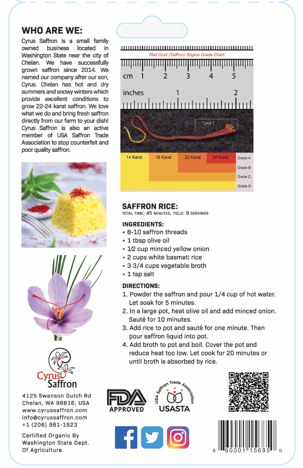 Organic SAFFRON, 2 GRAMS OF 100% ORGANIC NEW PURE NATURAL RED SAFFRON