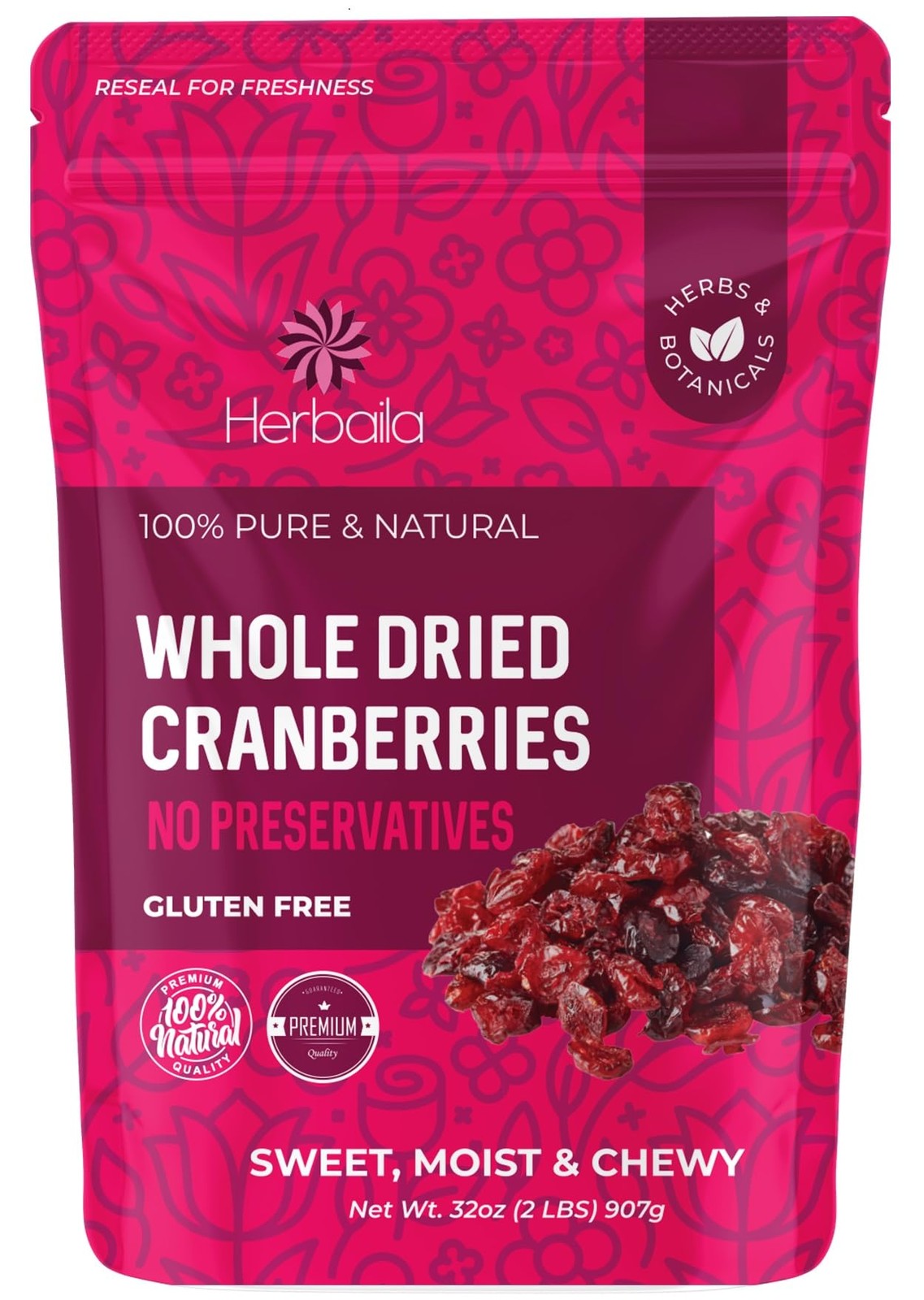 Herbaila Dried Cranberries , 2 lbs. Bulk Fruit, Dried…