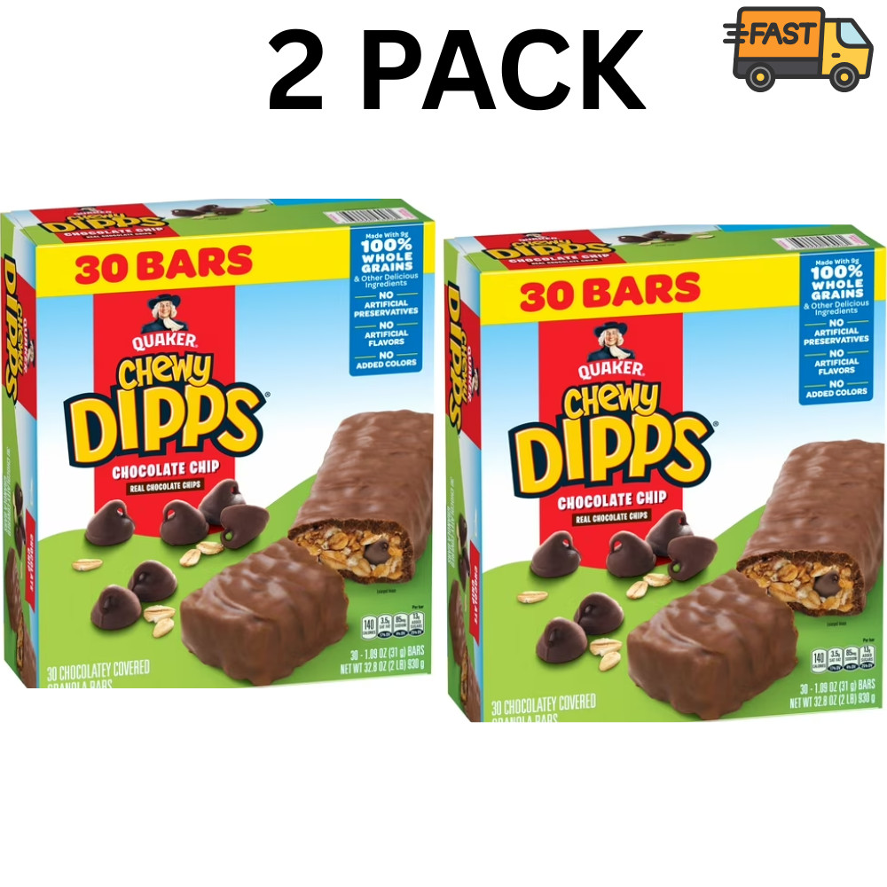 (2 Pack) Quaker Chewy Granola Bars 60 Ct Chocolate Chip Family Pack