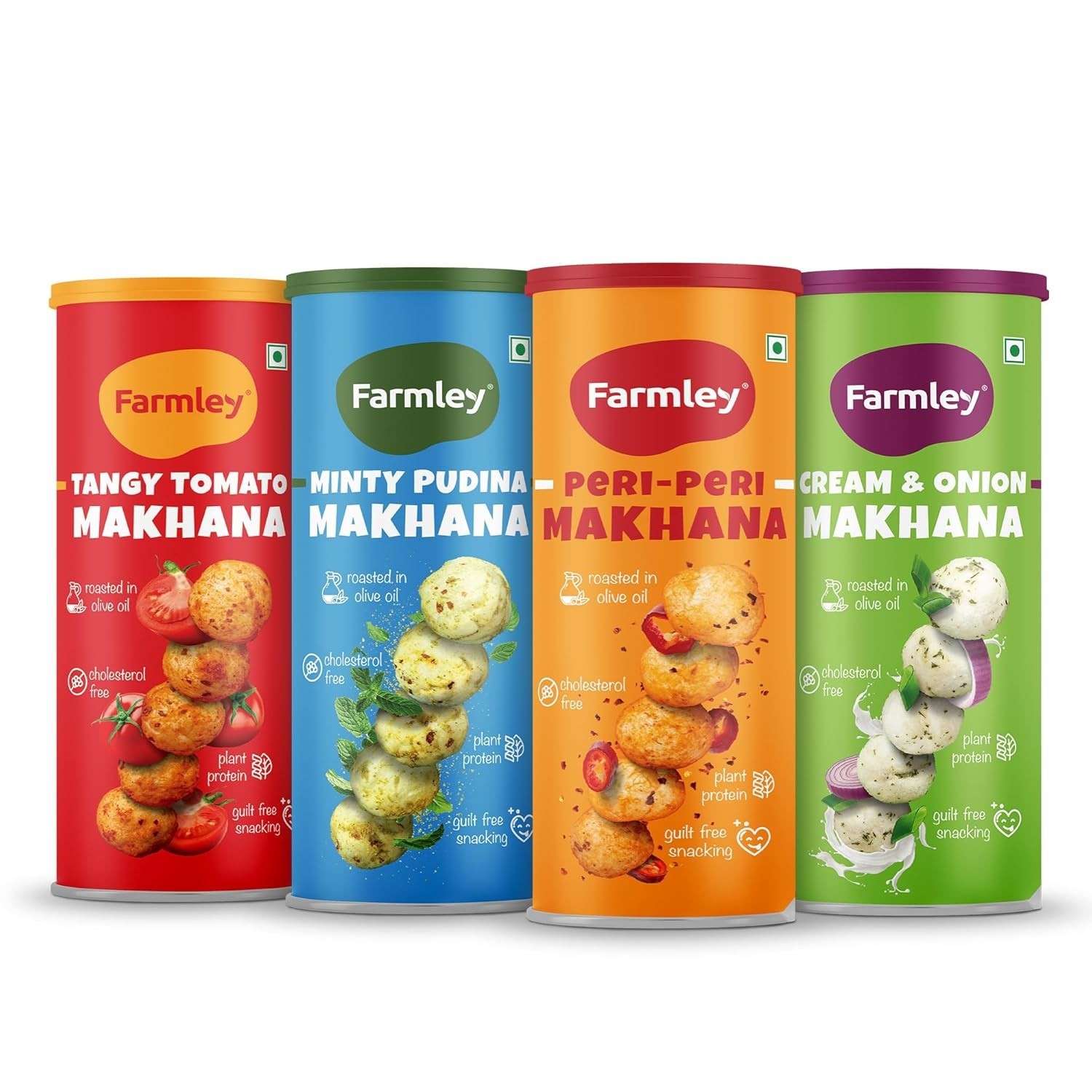 Farmley Roasted & Flavored Makhana Pack of 4 (77g Each) Rich in Protein & Fiber