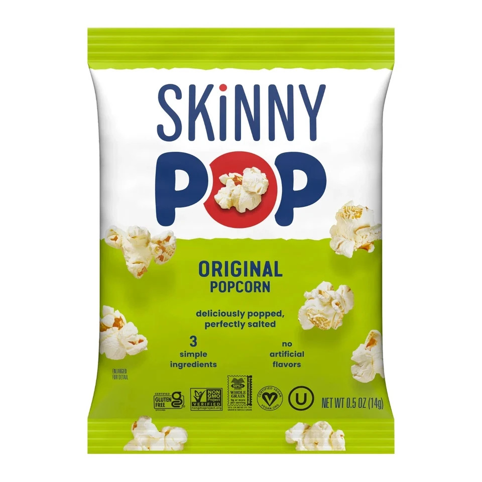 SkinnyPop Gluten-Free Original Popcorn, 0.5 oz Snack-Size Bags, 10 Count
