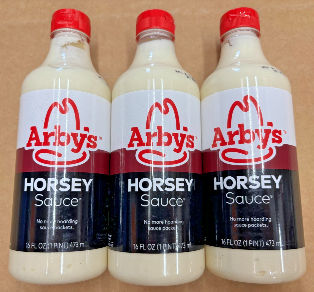 3 Pack Arby’s Horsey Sauce 16 Oz Horseradish Dipping Big Bottles NEW (BB:08/25)