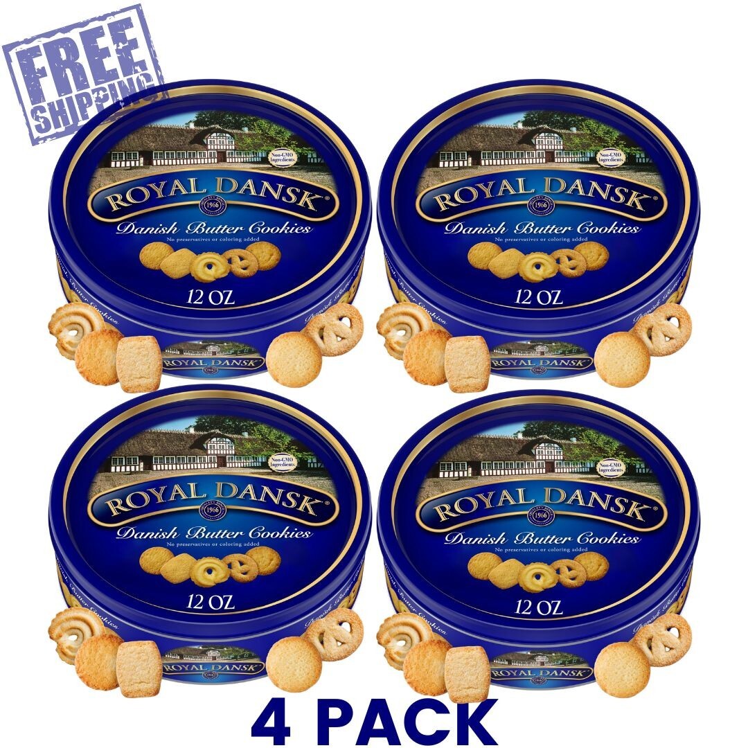 Royal Dansk Danish Cookie Selection, No Preservatives or Coloring, 12oz, 4 Pack