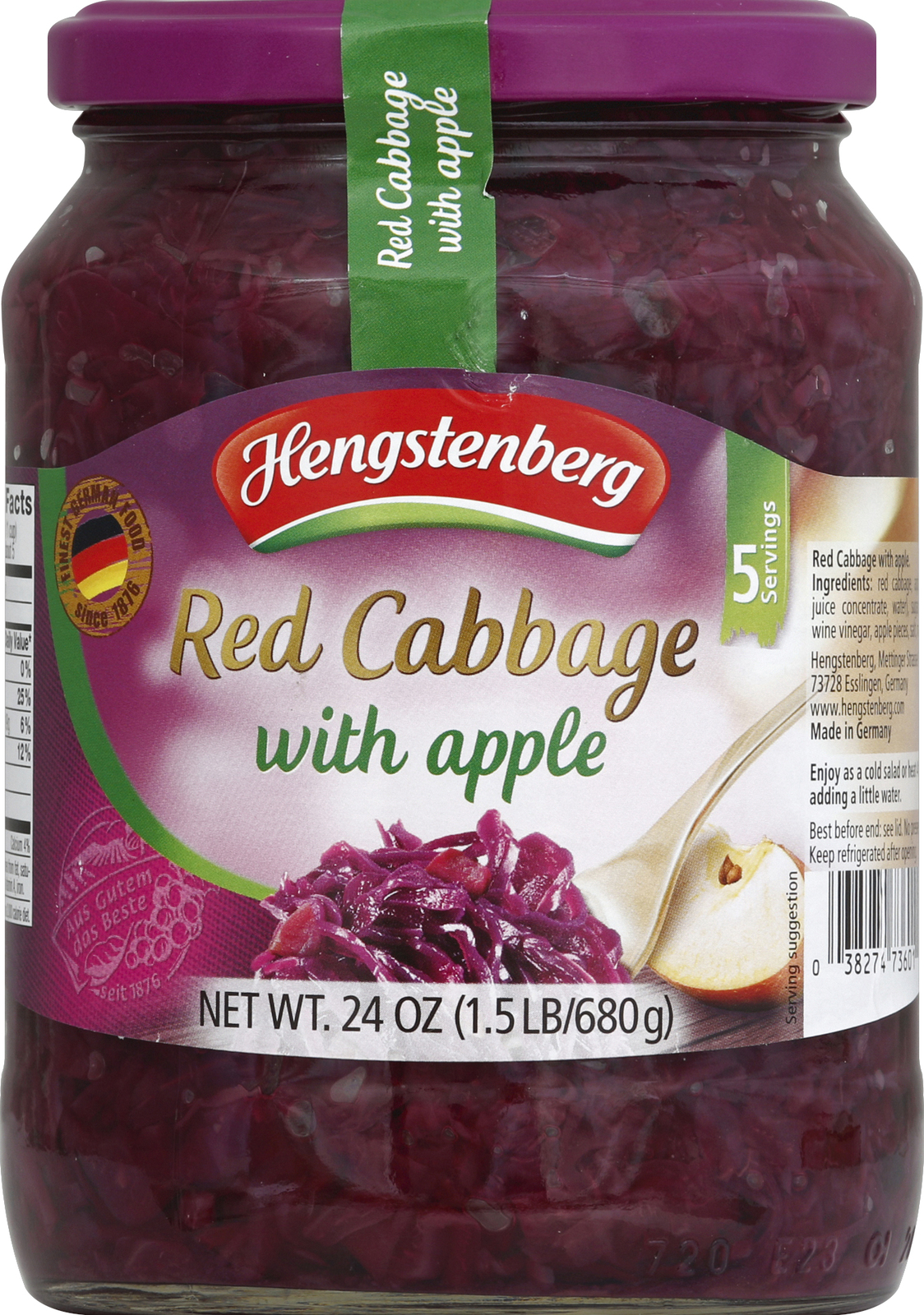 Hengstenberg Red Cabbage Apple 24 oz (Pack of 6)