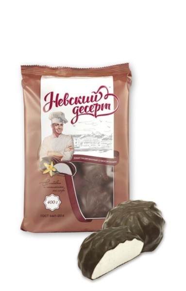 Chocolate‑Glazed Vanilla Zefir, 400 g – Russian Marshmallow Confectionery