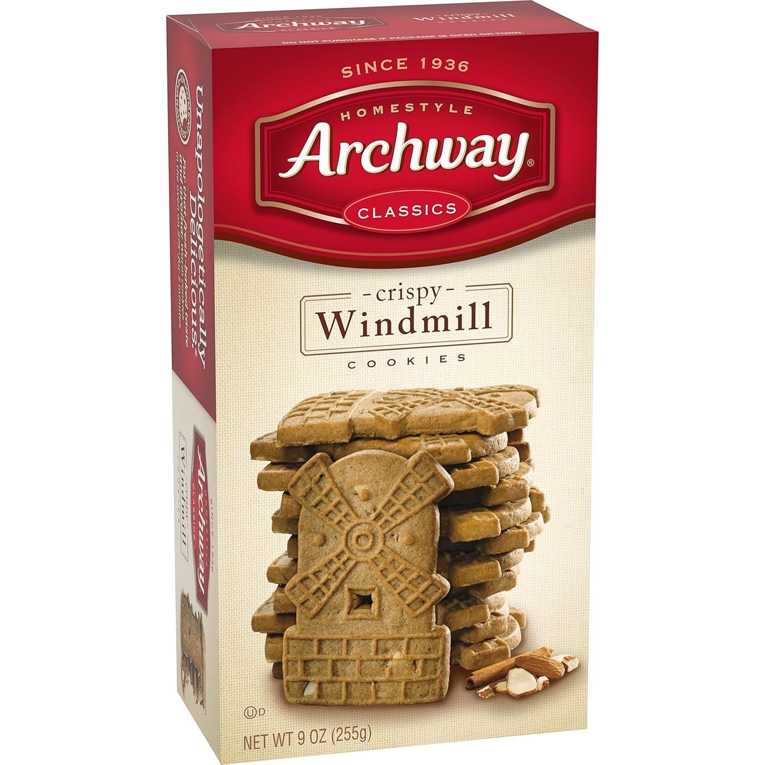 Delicious 9 Oz Box of Homestyle Windmill Cookies with Almonds & Cinnamon