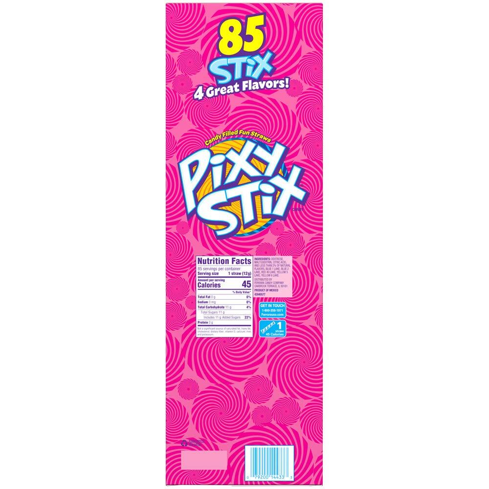 Pixy Stix Candy Variety Pack 85 Count Fruity Flavors Grape Cherry Orange