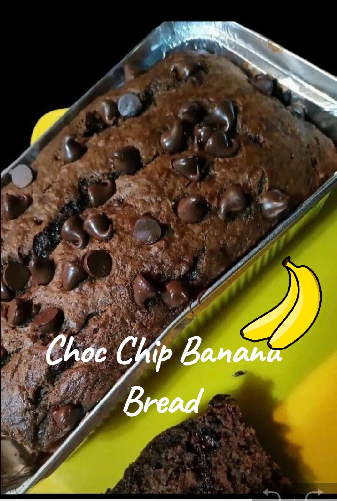 Chocolate Chip Devils Food Banana Bread Cake Loaf Double Chocolate. 8.5×4.5