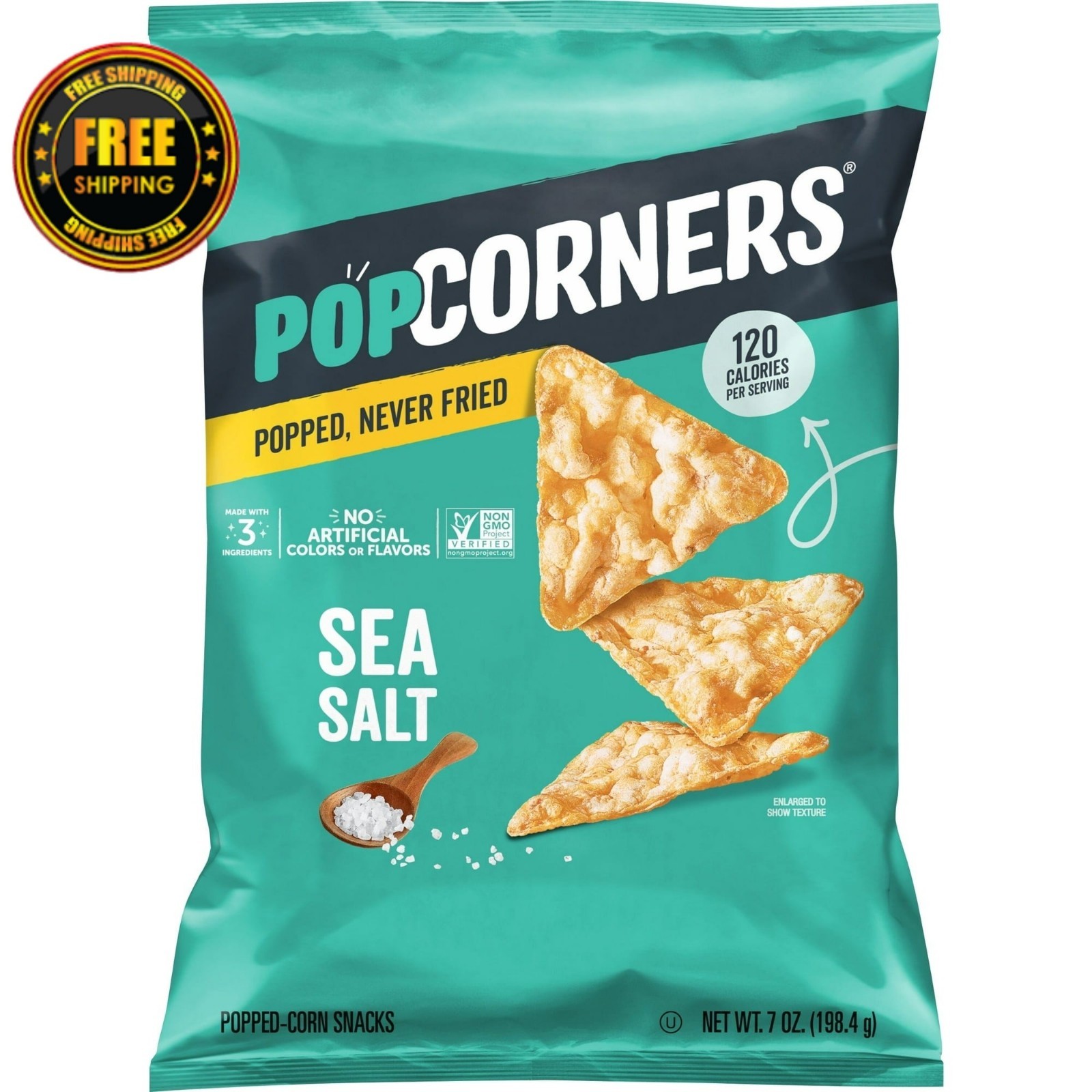 PopCorners Sea Salt Popped Corn Chips, No Artificial Colors or Flavors, 7 oz bag