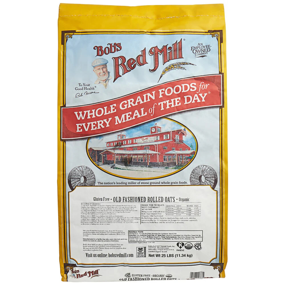 Bob’s Red Mill 25 lb. Organic Gluten Free Whole Grain Rolled Oats