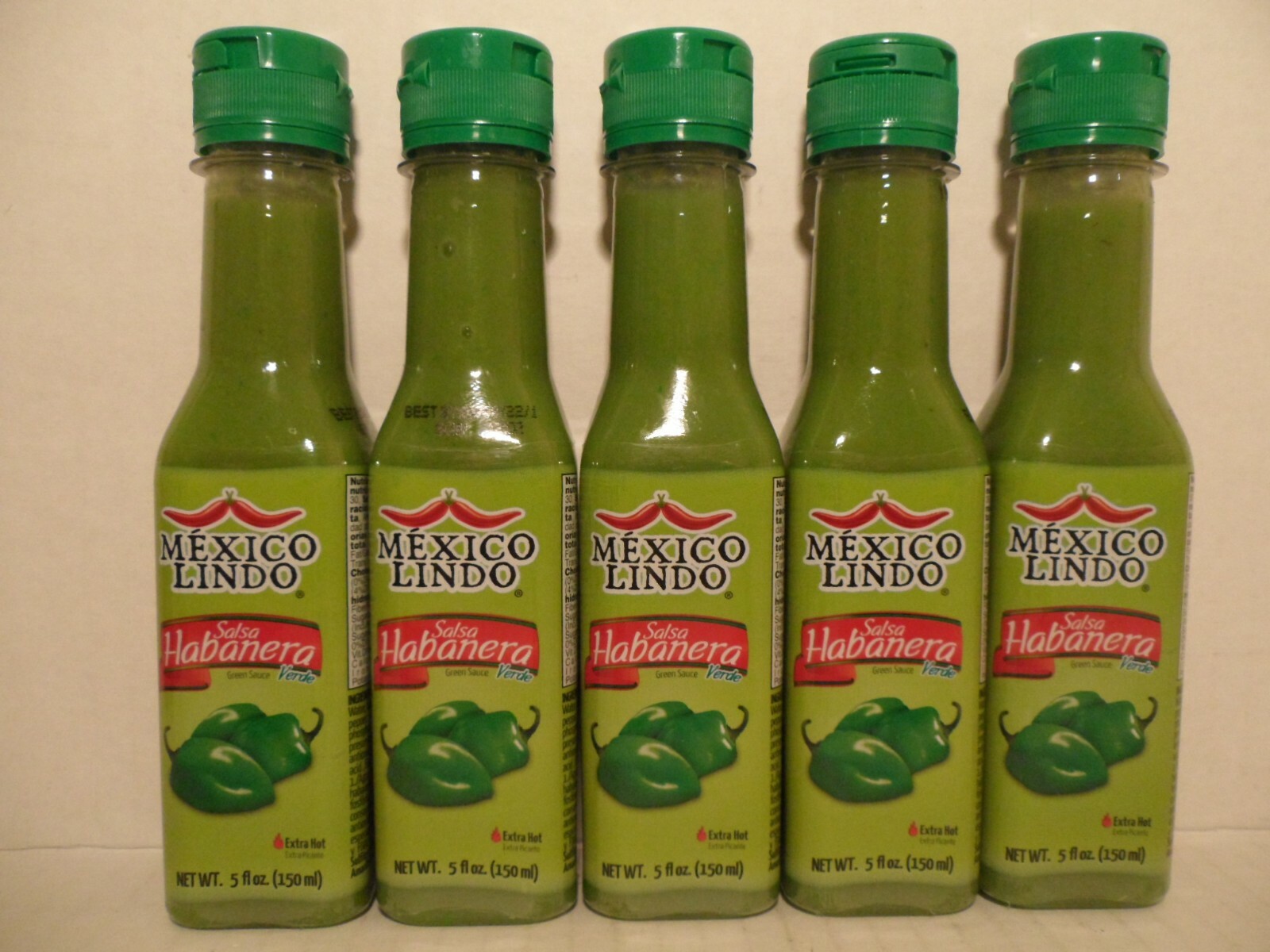 (5) Mexico Lindo Salsa Habanera Verde Green Habanero Extra🌶Hot Sauce 5oz Each🔥