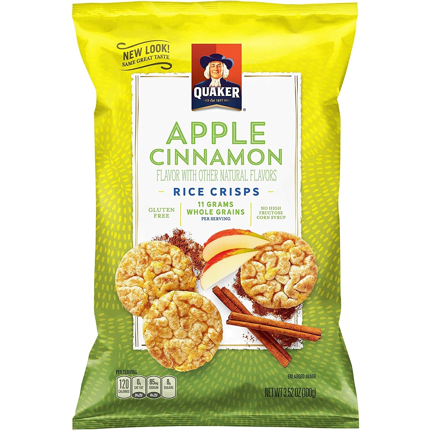 Quaker Rice Crisps APPLE CINNAMON 3.52oz Bag, Pack of 6