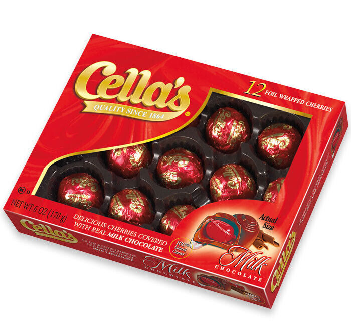 Cella’s 12 Foil Wrapped Milk Chocolate Covered Cherries 6 oz (Liquid Center)