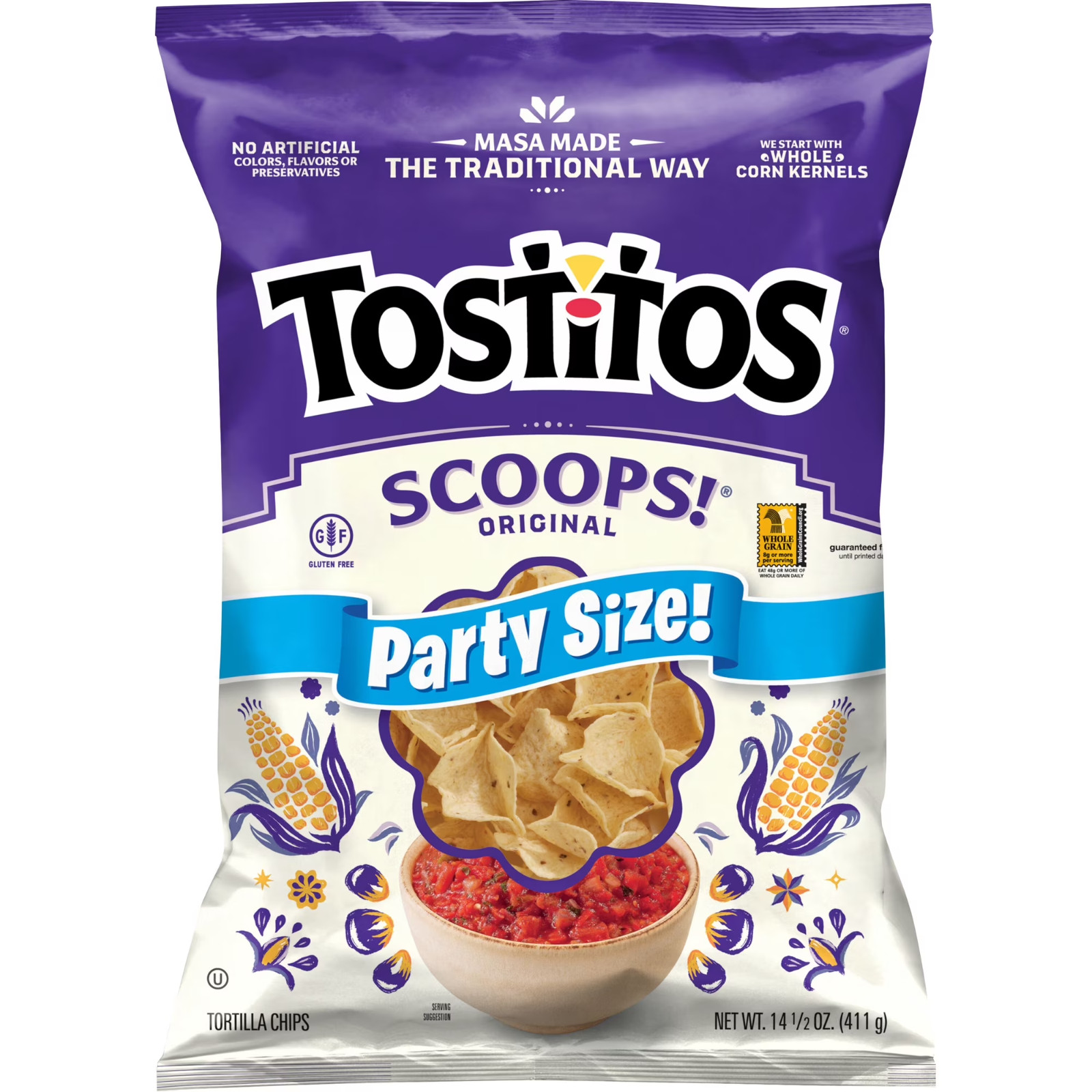 Tostitos Scoops! Party Size Tortilla Chips, 14.5 oz Bag.