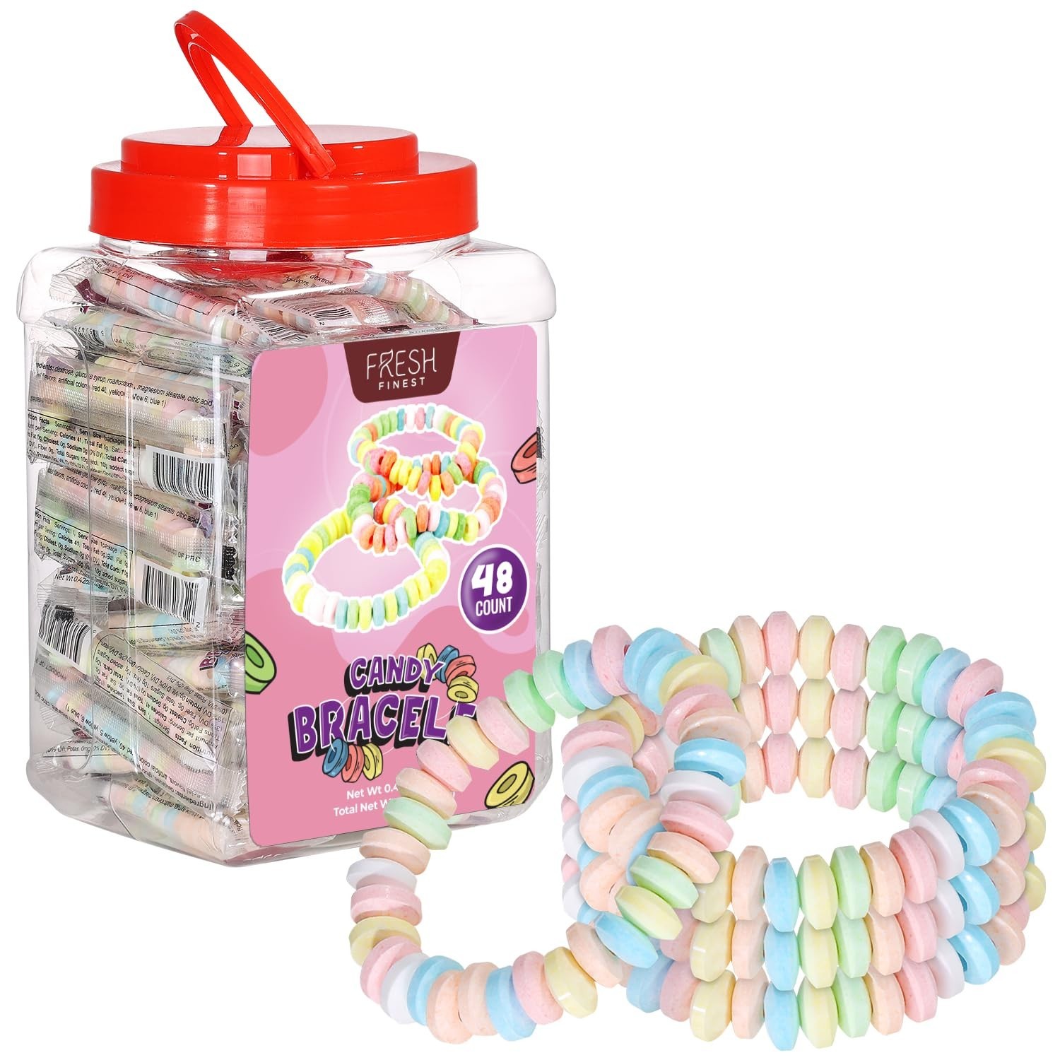 «48-Count Bulk Candy Bracelets – Individually Wrapped Novelty Candy ⭐️⭐️⭐️⭐️⭐️ «
