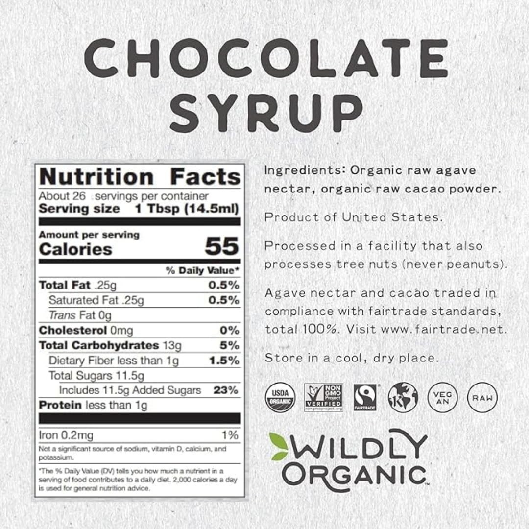 Wildly Organic Chocolate Syrup 20oz Vegan Fair Trade Organic 03/2027 – Few Left!