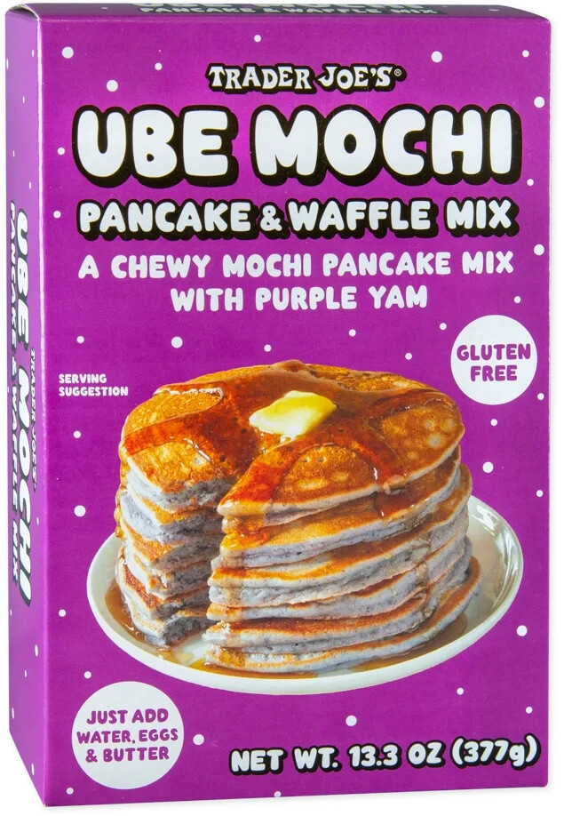 Trader Joe’s 13.3 oz. UBE MOCHI Chewy Pancake Waffle Mix Purple Yam *BB 10/2026*