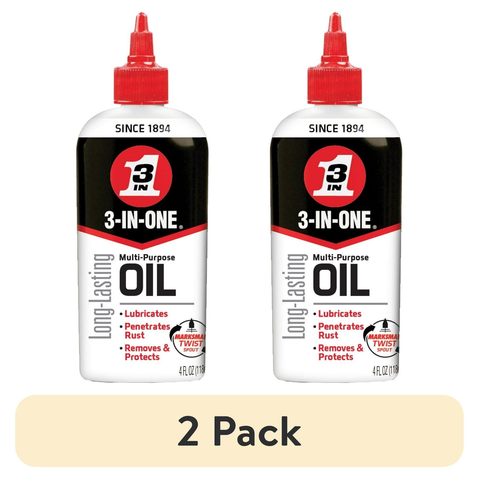 (2 pack) 3-IN-ONE Multi-Purpose Oil with Marksman Spout, 4 OZ.
