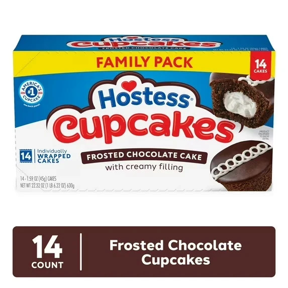 Hostess Cupcakes, Chocolate Snack Cakes, 22.22 oz Box (14 Count) Free Shipping