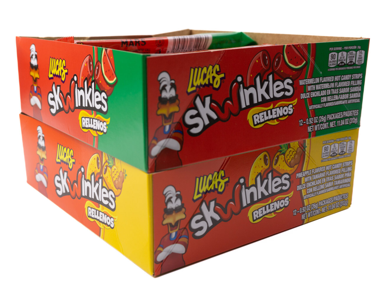 Lucas Skwinkles Rellenos Hot Mexican Candy Strips Watermelon & Pineaple