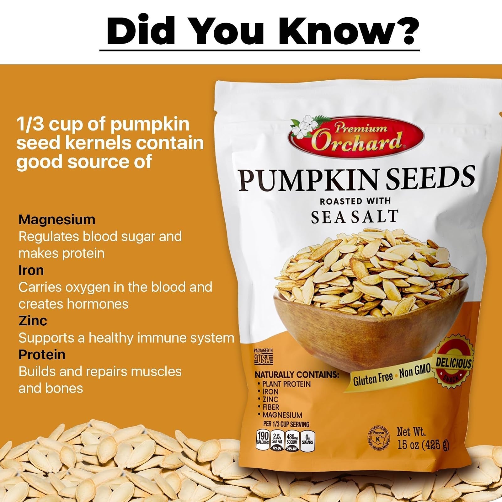 Premium Orchard Roasted Pumpkin Seeds – Salted, Vegan, Healthy Snack
