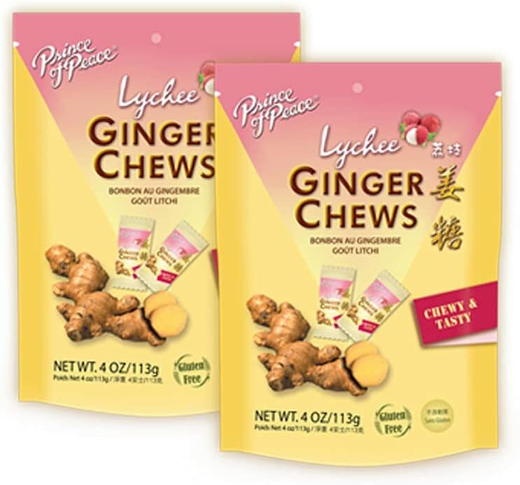 5 PACK PRINCE OF PEACE GINGERLYCHEE CHEWS CANDY SWEET & SPICY CHEWY ORGANIC