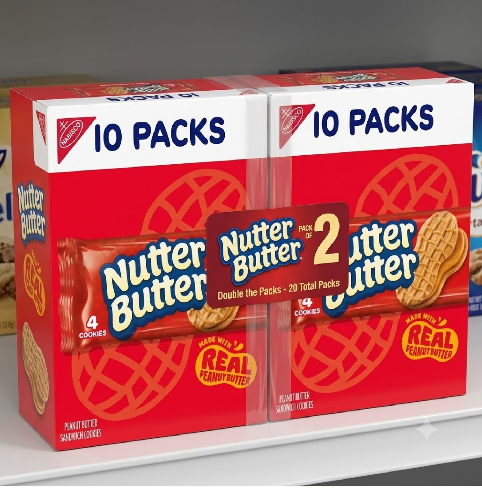 2 pk NUTTER BUTTER Peanut Butter Sandwich Cookies,