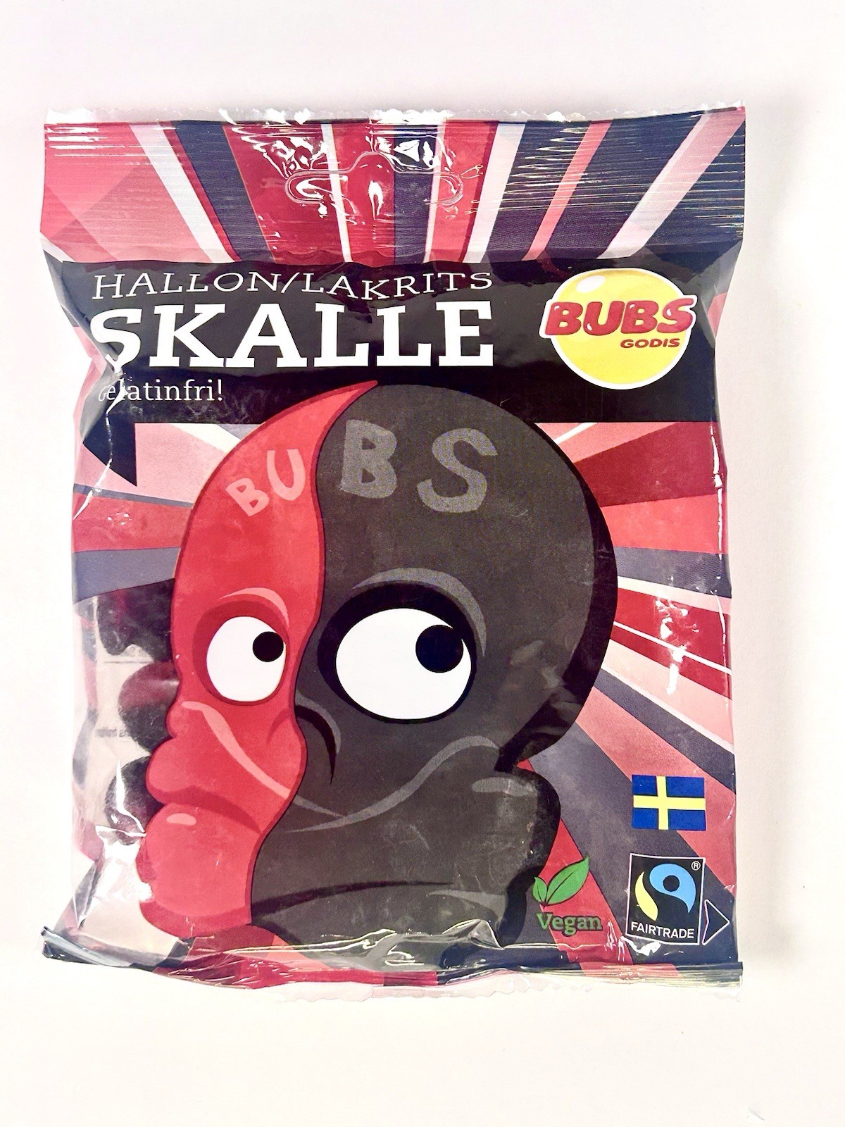 Bubs Swedish Raspberry Licorice Skulls 90gr Bag Vegan Authentic Swedish Candy