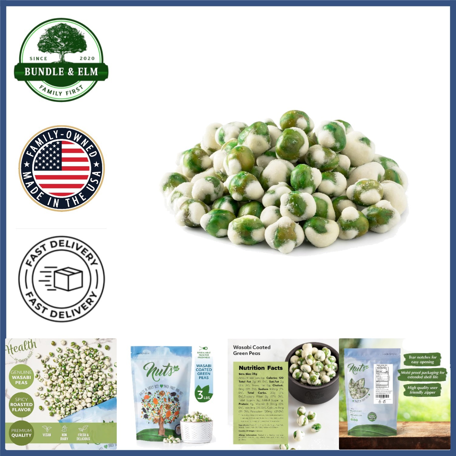 Resealable 3 LB Bag of Wasabi Coated Green Peas – Snack Option