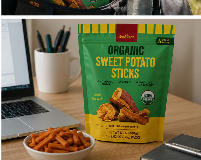 4PACK The SnakYard Organic 100% Sweet Potato Sticks No Sugar Added[2.82oz/80g]