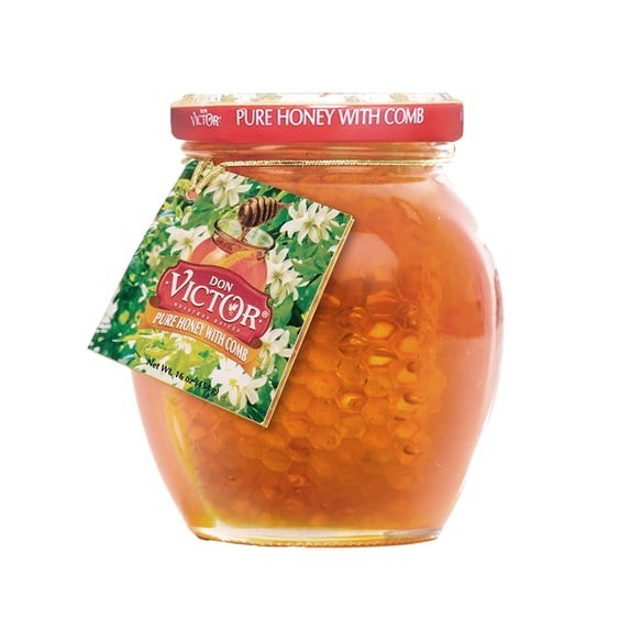 Don Victor Pure Honey With Comb Natural Honey Glass Jar No Allergens 16 Oz