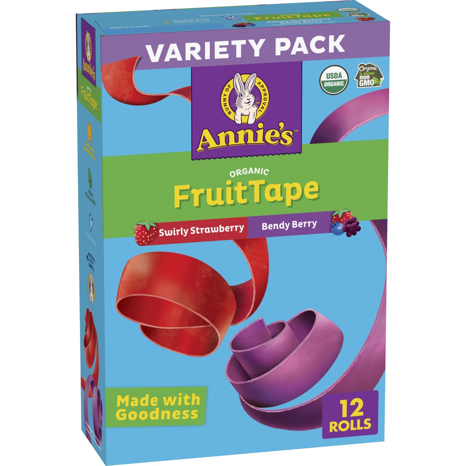 Annie’s Organic Fruit Tape, Swirly Strawberry and Bendy Berry, Gluten Free, V…