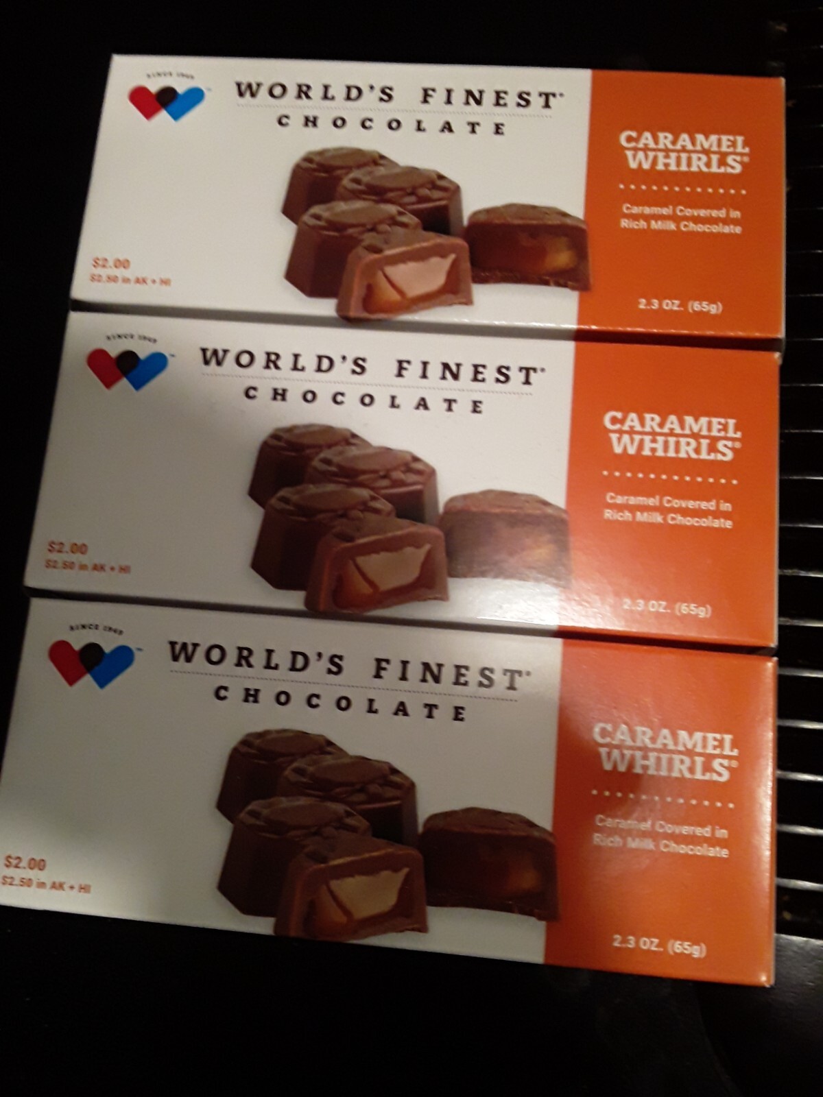 WORLD’S FINEST CHOCOLATE CARAMEL WHIRLS 30 Boxs Caramel Coverd in Milk Chocolate