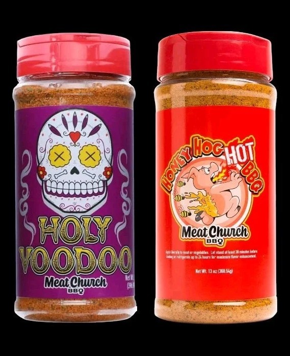 《NEW》Pack of 2 Meat Church BBQ Rub Holy Voodoo & Honey Hog Hot BBQ Seasoning