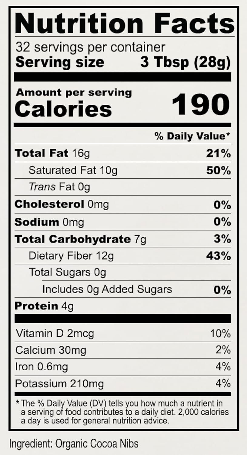 Organic Cacao Cocoa Nibs, 2 lb, Batch Tested and Verified Gluten Free