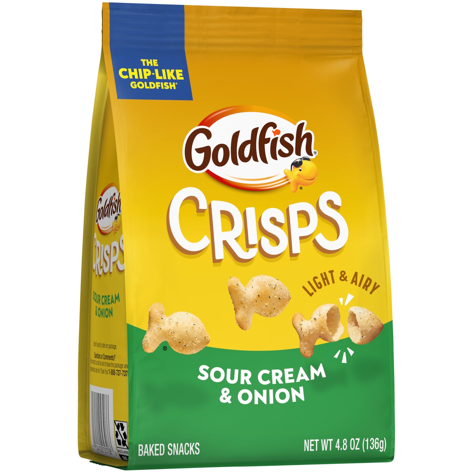 Goldfish Crisps Sour Cream & Onion Baked Chip Crackers, 4.8 Ounce (Pack of 1)