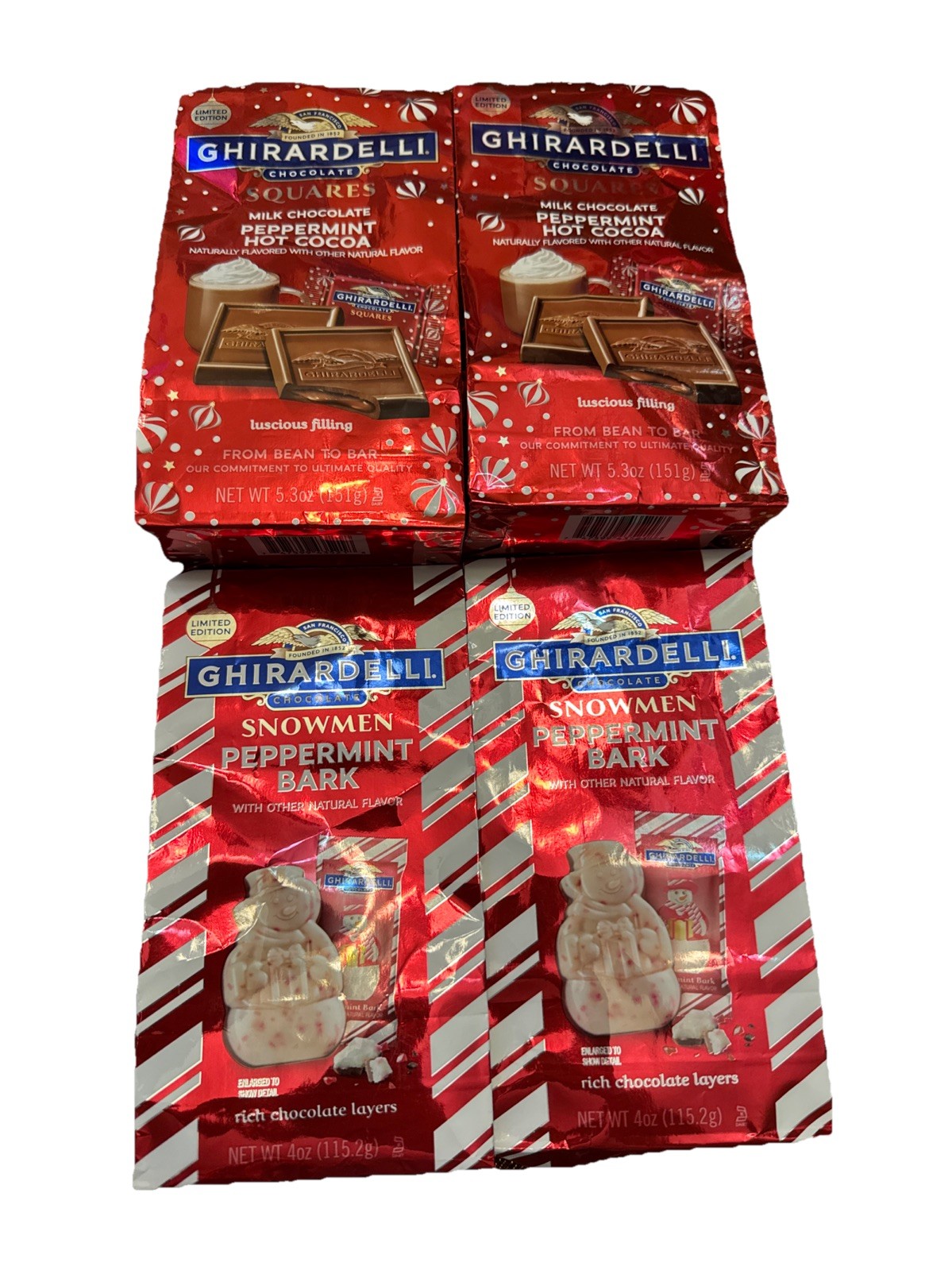 Ghirardelli Limited Ed Chocolate Peppermint Hot Cocoa X2 & Peppermint Bark X2