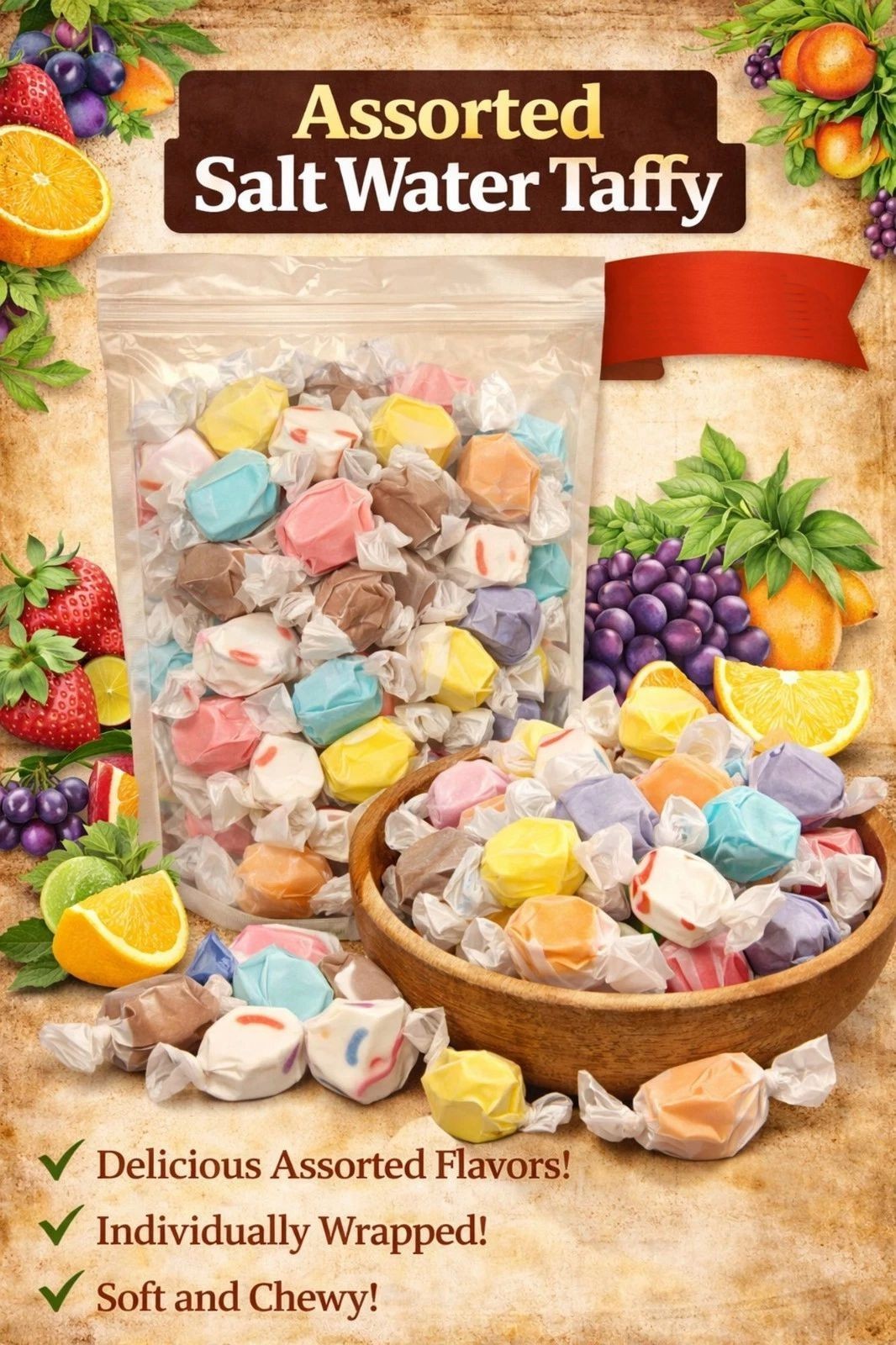 Assorted Salt Water Taffy, 14 oz.