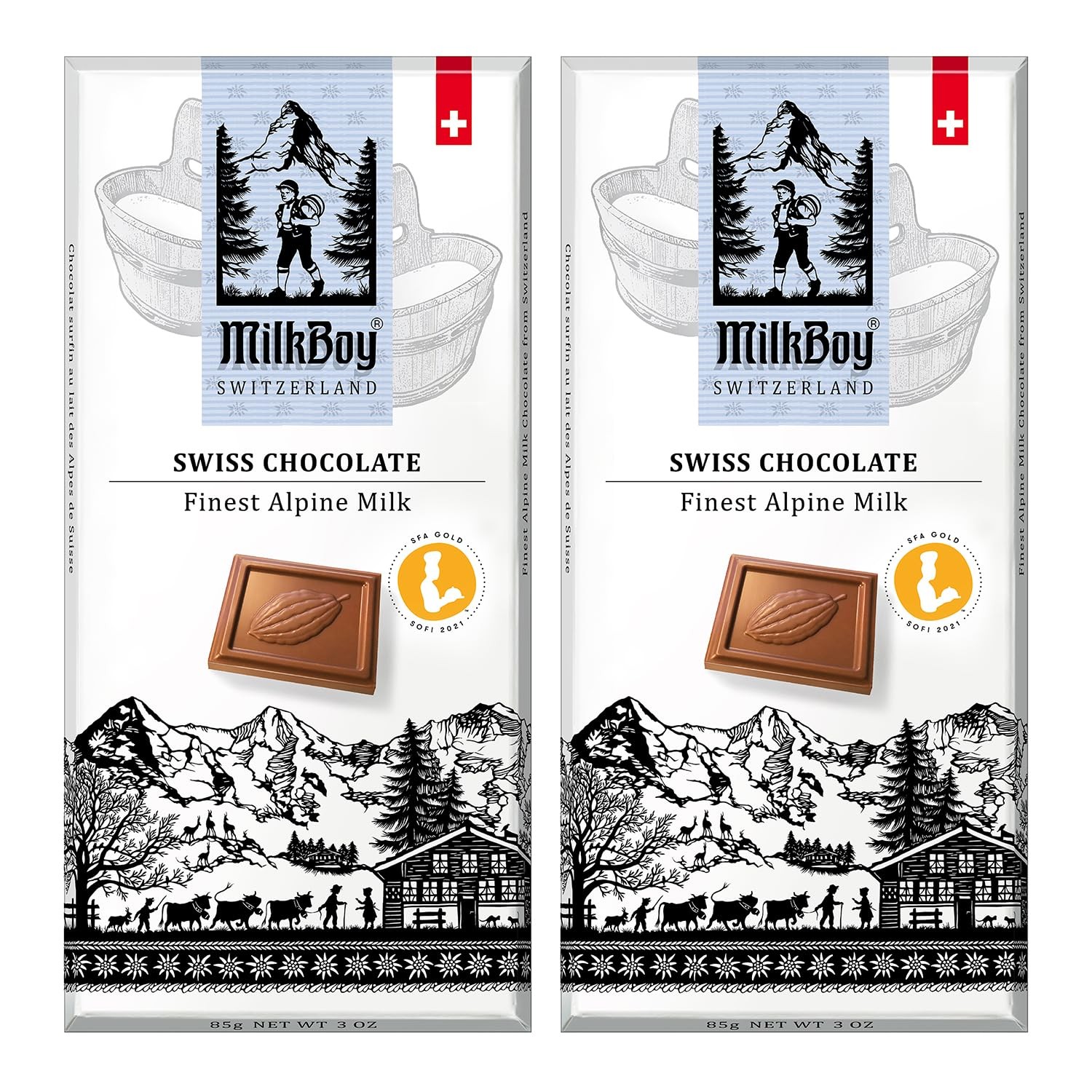 Milkboy Swiss Chocolates Chocolate Premium Swiss Alpine Milk Chocolate Pack 2