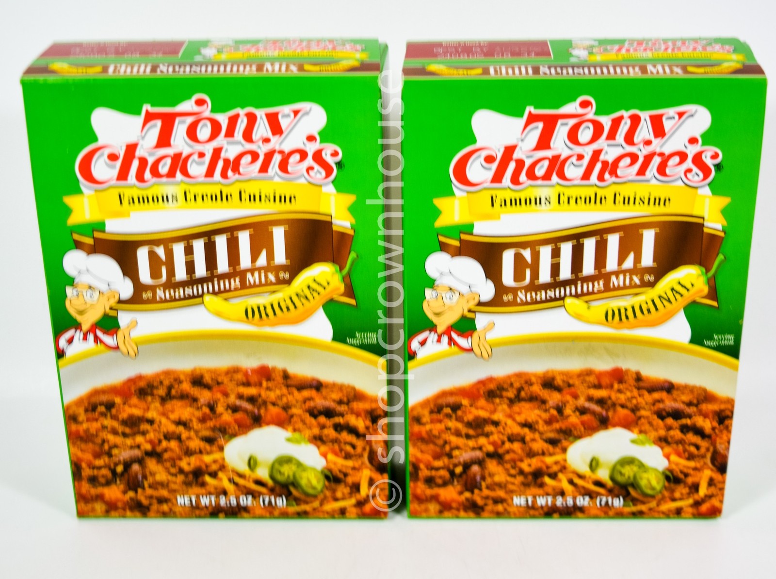 2 Tony Chachere’s CHILI Seasoning Mix ORIGINAL 2.5oz box 08/2026
