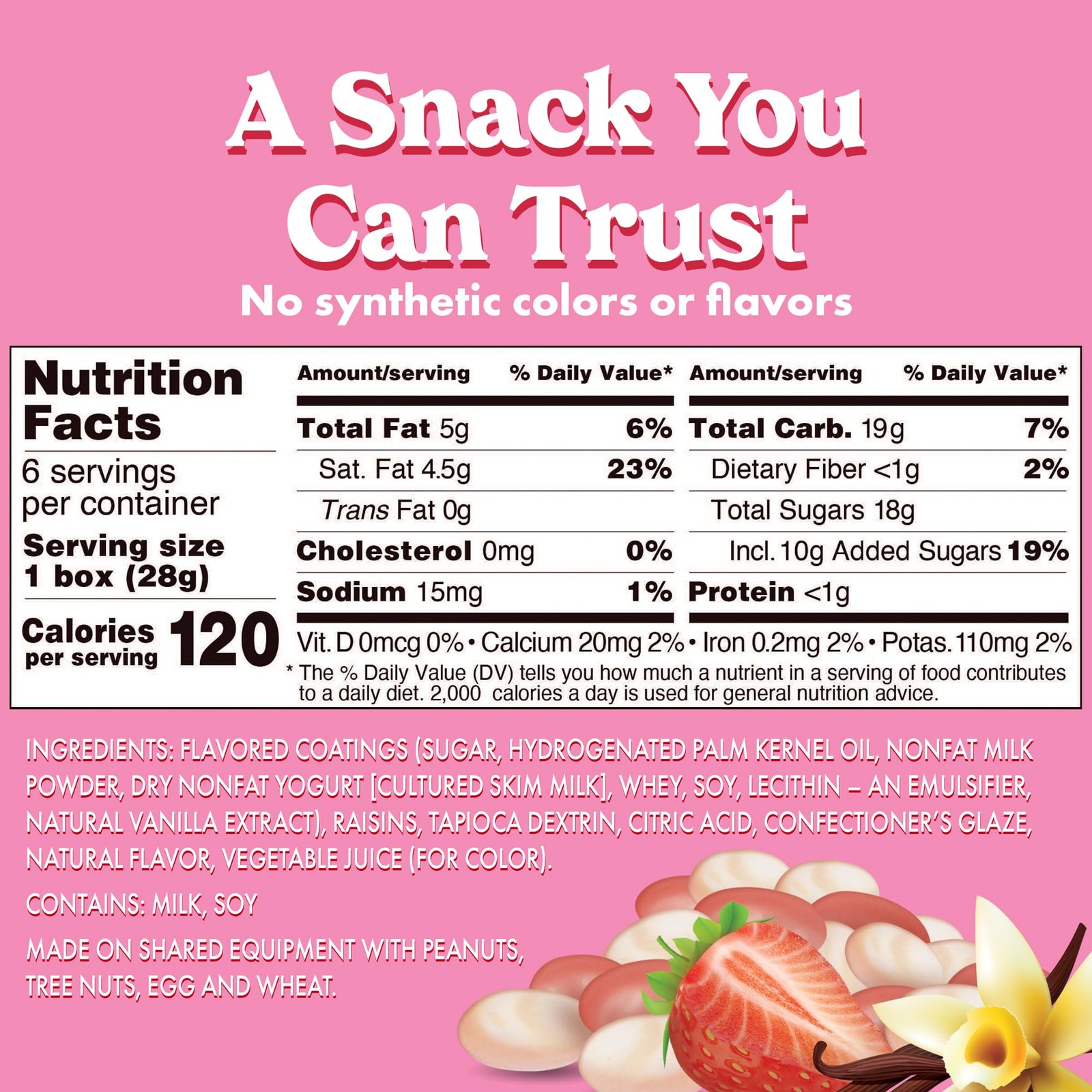 Sun-Maid Strawberry & Vanilla Yogurt Covered Raisins, 6 1 Ounce (Pack of 6)