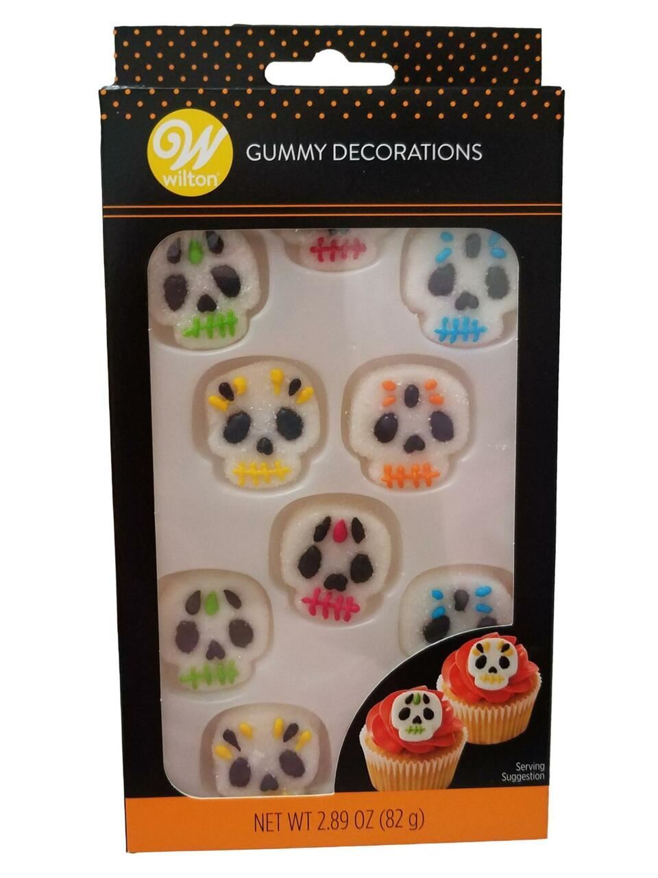 White Skull Gummy Decorations 10 Ct Wilton Halloween