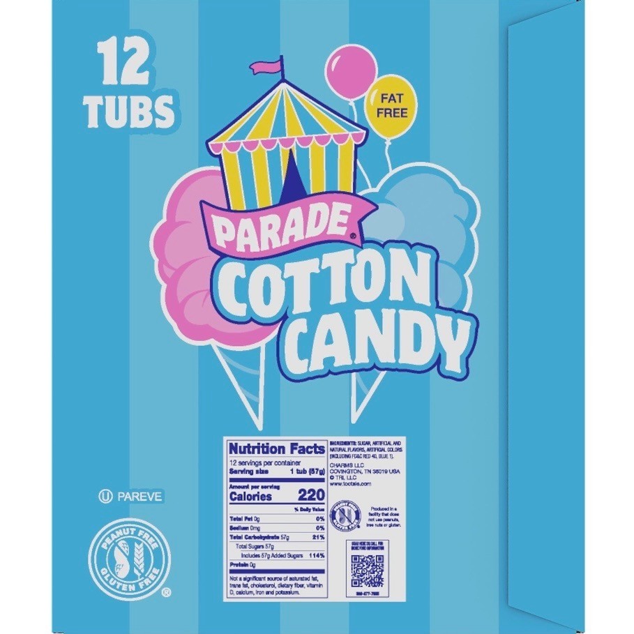 Parade Cotton Candy 12 Pack Assorted Flavors Bulk Carnival Snack Treats Fresh