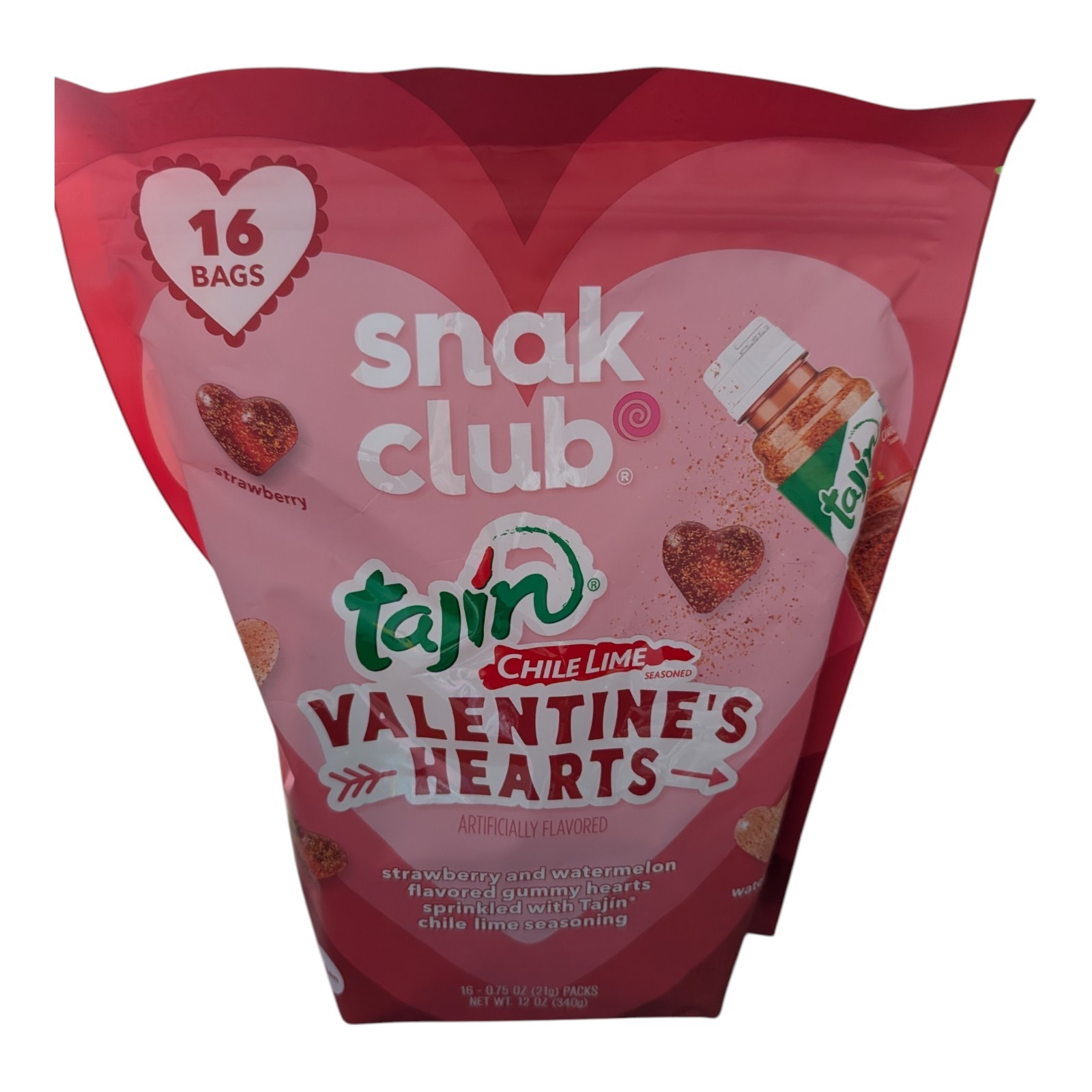 2X Snak Club Tajin Chili & Lime Seasoned Strawberry Watermelon Gummy Candy 12oz