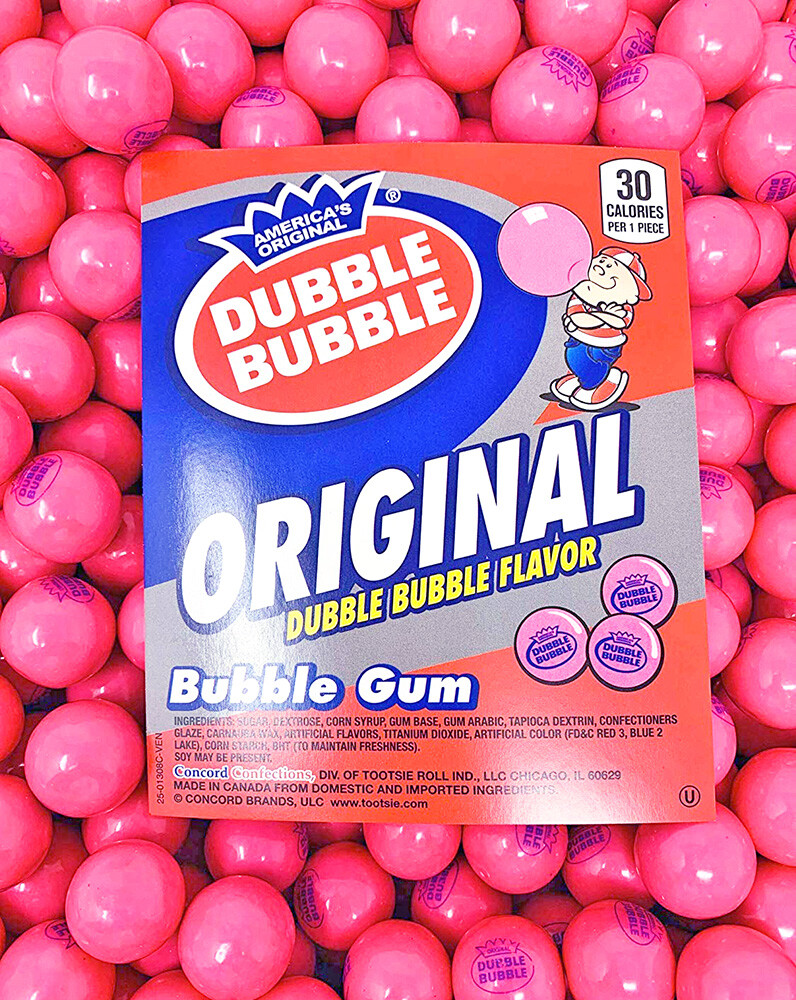 Original 1928 Dubble Bubble Classic Pink Gumballs | 1″ Bubble Gum Balls |